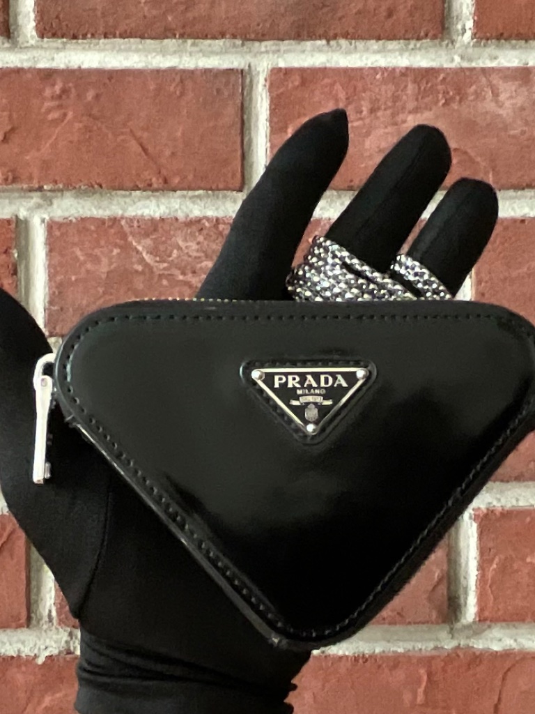 Prada Triangle Leather Mini Crossbody Clutch Bag